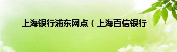 上海银行浦东网点（上海百信银行