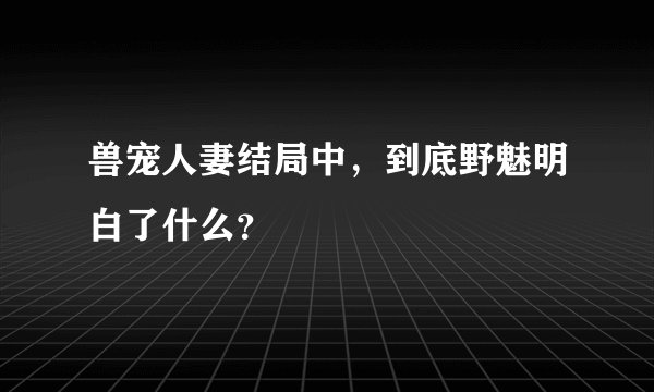 兽宠人妻结局中，到底野魅明白了什么？