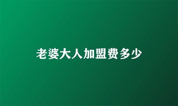 老婆大人加盟费多少