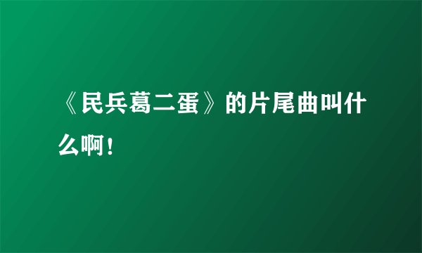 《民兵葛二蛋》的片尾曲叫什么啊！