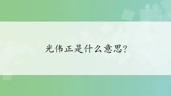 光伟正是什么意思?