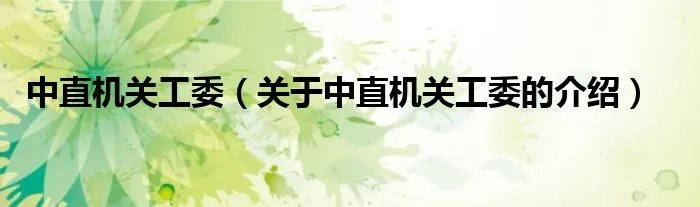 中直机关工委（关于中直机关工委的介绍）