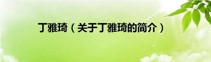 丁雅琦（关于丁雅琦的简介）