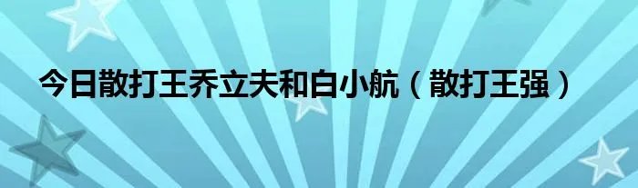 今日散打王乔立夫和白小航（散打王强）