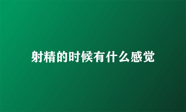 射精的时候有什么感觉