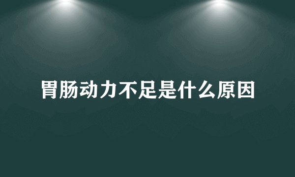胃肠动力不足是什么原因