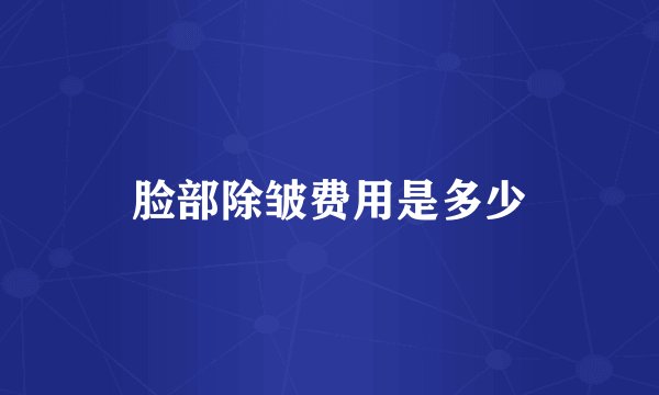 脸部除皱费用是多少