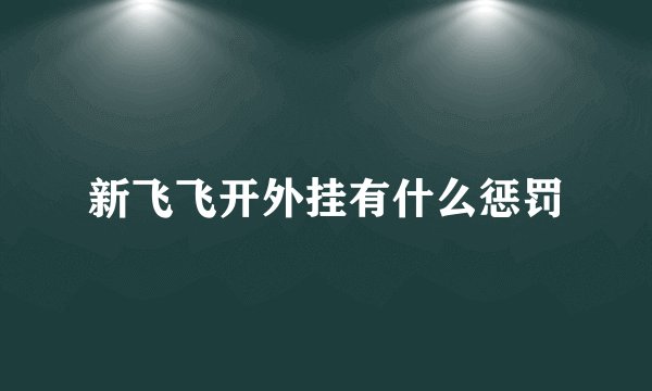 新飞飞开外挂有什么惩罚