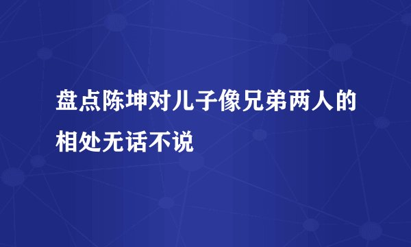 盘点陈坤对儿子像兄弟两人的相处无话不说
