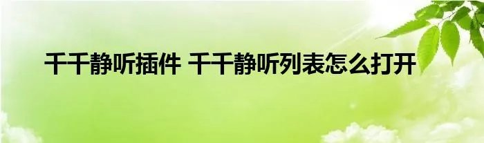 千千静听插件 千千静听列表怎么打开