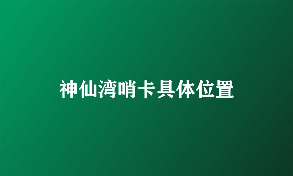 神仙湾哨卡具体位置