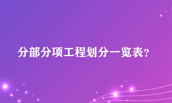 分部分项工程划分一览表？