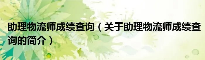 助理物流师成绩查询（关于助理物流师成绩查询的简介）