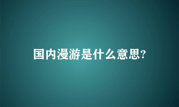 国内漫游是什么意思?
