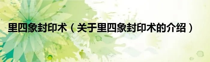 里四象封印术（关于里四象封印术的介绍）