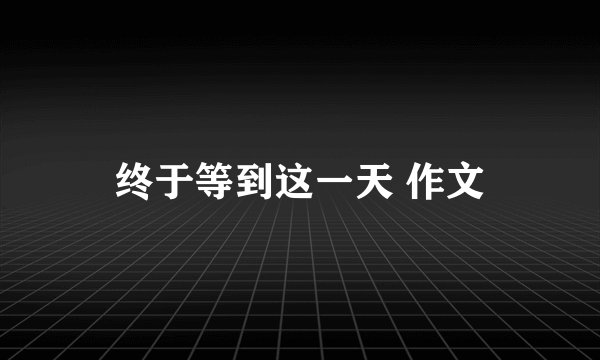 终于等到这一天 作文