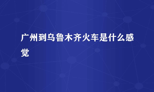 广州到乌鲁木齐火车是什么感觉