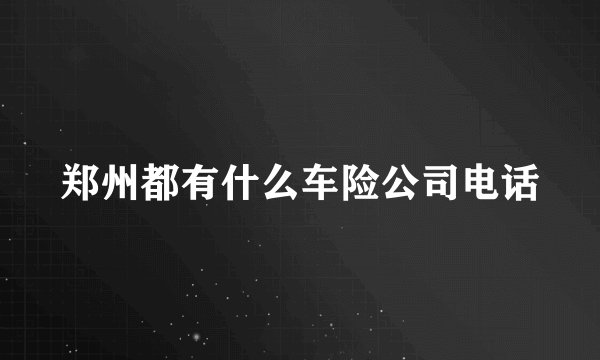 郑州都有什么车险公司电话