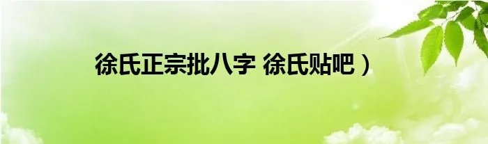 徐氏正宗批八字 徐氏贴吧）
