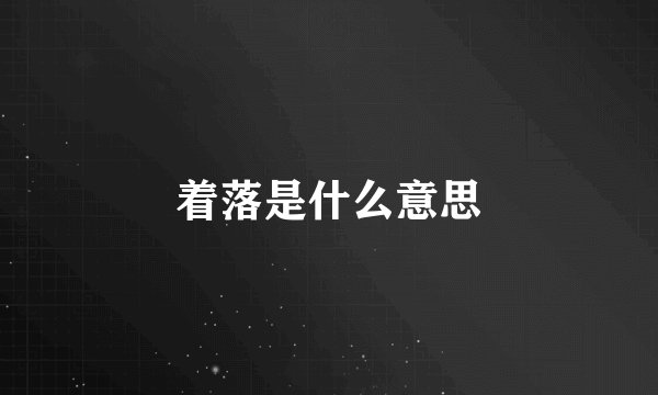 着落是什么意思