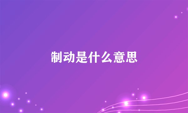 制动是什么意思