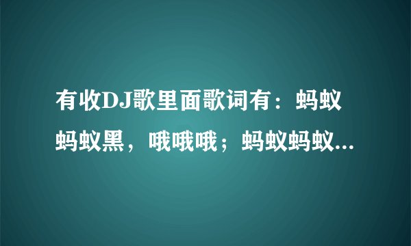 有收DJ歌里面歌词有：蚂蚁蚂蚁黑，哦哦哦；蚂蚁蚂蚁嗨哦哦哦哦 ，这歌叫什么？