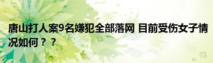 唐山打人案9名嫌犯全部落网 目前受伤女子情况如何？？