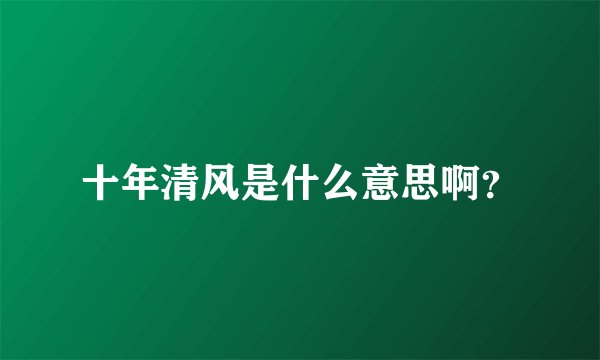 十年清风是什么意思啊？