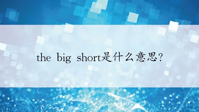 the big short是什么意思?
