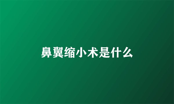 鼻翼缩小术是什么