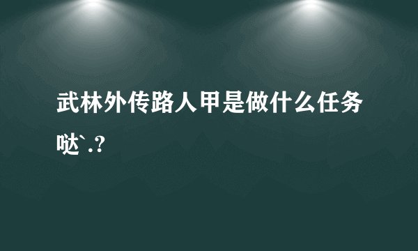 武林外传路人甲是做什么任务哒`.?