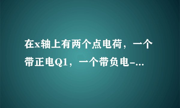在x轴上有两个点电荷,一个带正电Q1,一个带负电-Q2,且Q1=2Q2.用E1和E2分别表示两个电荷所产生的场强的