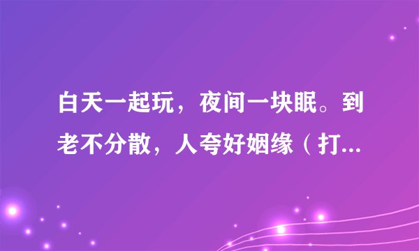 白天一起玩，夜间一块眠。到老不分散，人夸好姻缘（打一动物名）