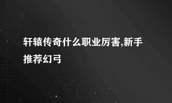 轩辕传奇什么职业厉害,新手推荐幻弓