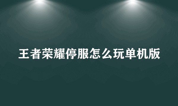 王者荣耀停服怎么玩单机版