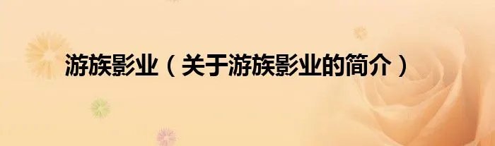 游族影业（关于游族影业的简介）