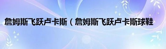 詹姆斯飞跃卢卡斯（詹姆斯飞跃卢卡斯球鞋