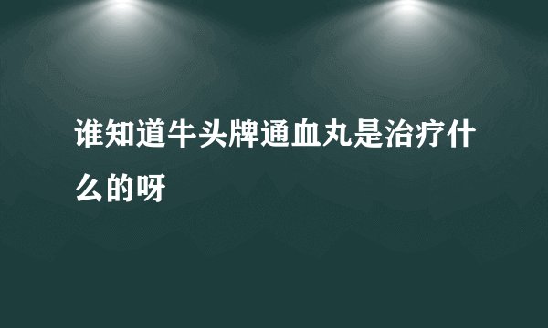 谁知道牛头牌通血丸是治疗什么的呀