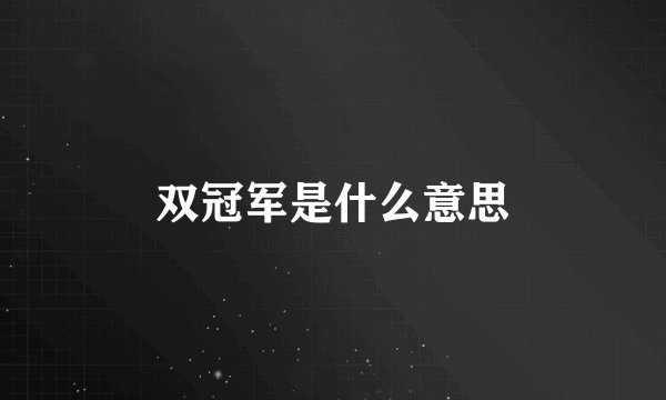 双冠军是什么意思