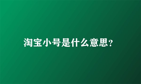 淘宝小号是什么意思？