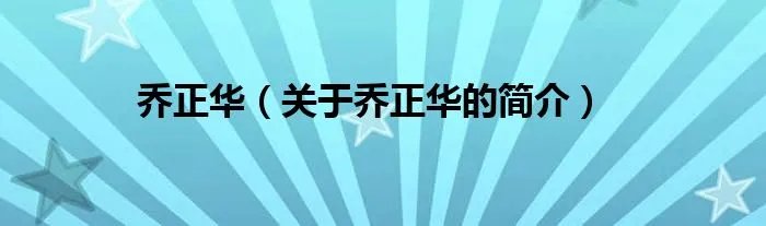 乔正华（关于乔正华的简介）