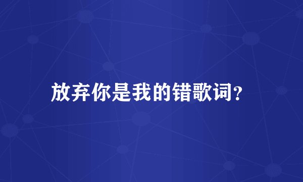 放弃你是我的错歌词？