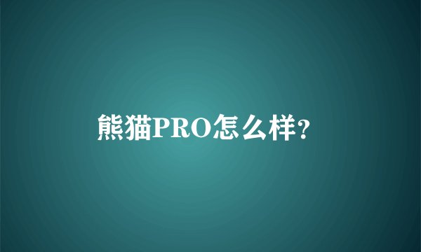 熊猫PRO怎么样？