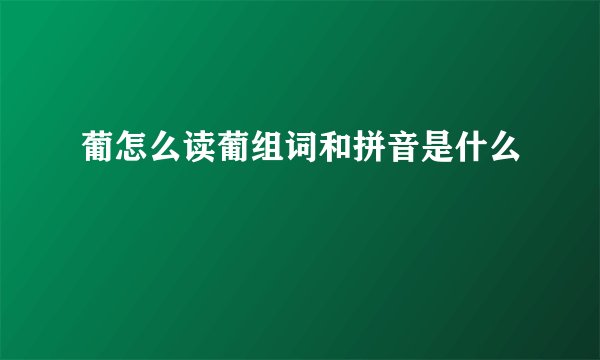 葡怎么读葡组词和拼音是什么