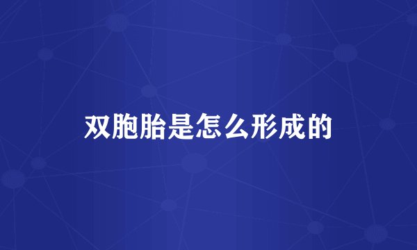 双胞胎是怎么形成的