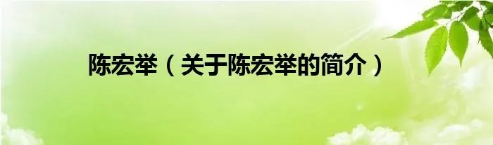 陈宏举（关于陈宏举的简介）