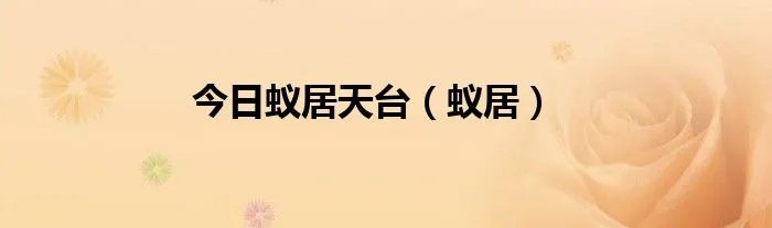 今日蚁居天台（蚁居）