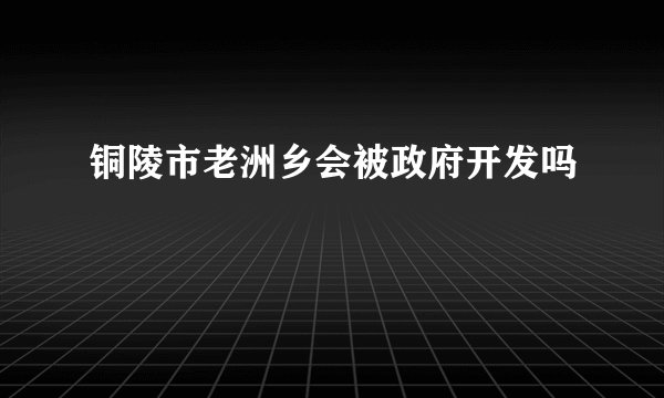 铜陵市老洲乡会被政府开发吗