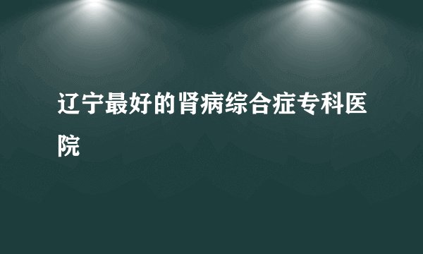 辽宁最好的肾病综合症专科医院