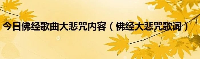 今日佛经歌曲大悲咒内容（佛经大悲咒歌词）